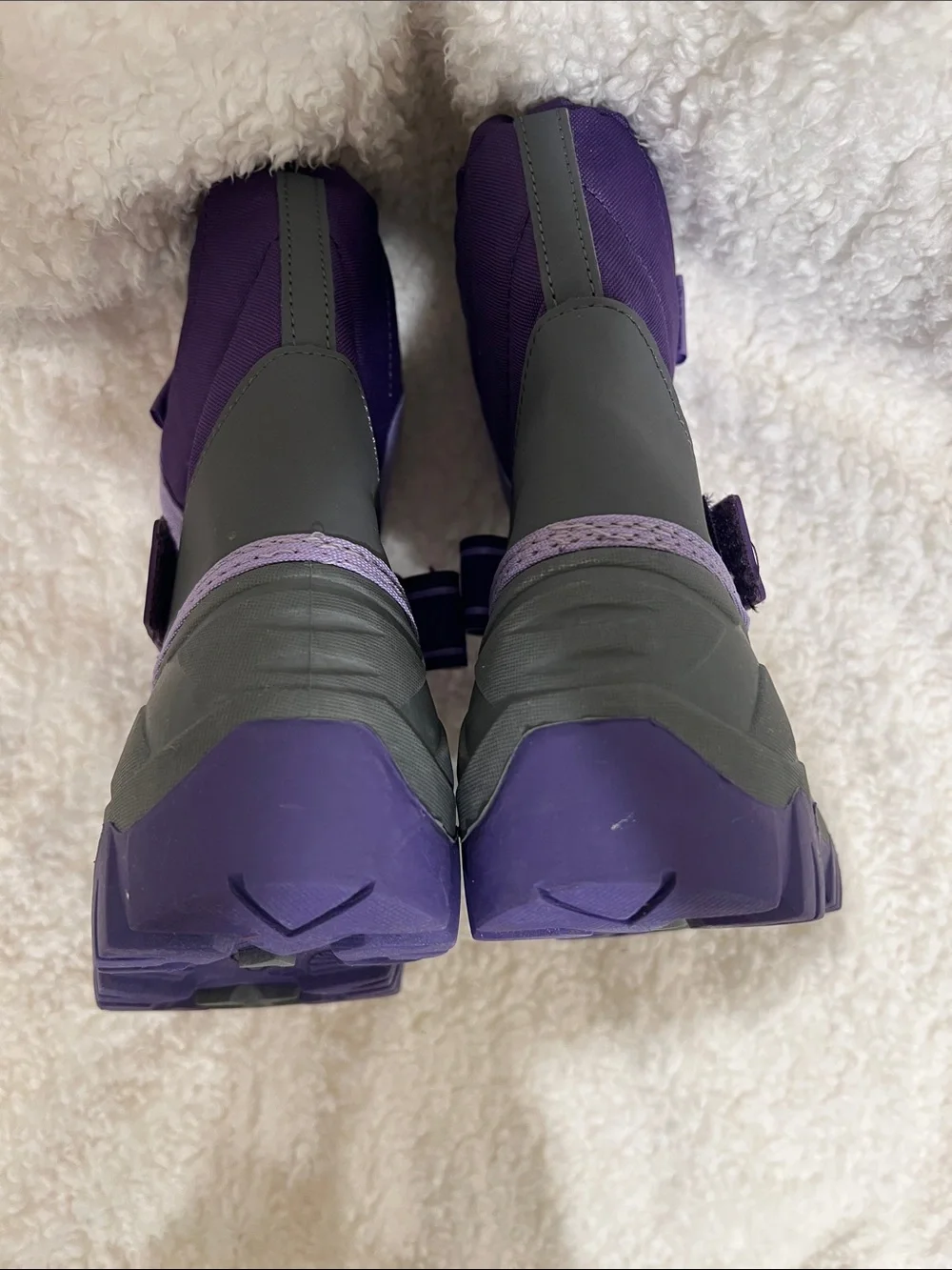 Kids Purple & Gray Snow Boots with Secure Strap